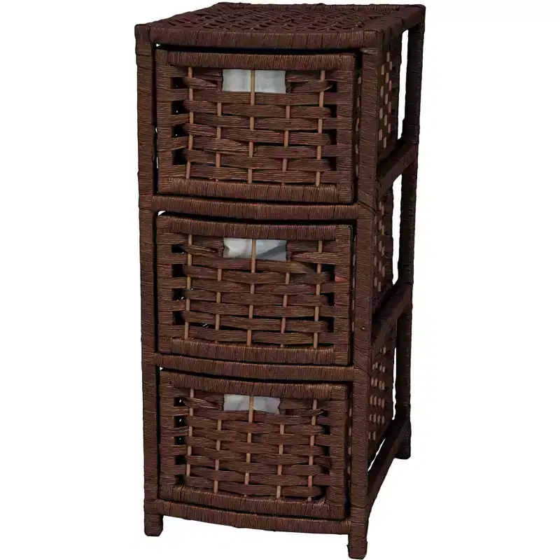 25-Inch Natural Fiber Woven 3-Drawer Occasional Chest