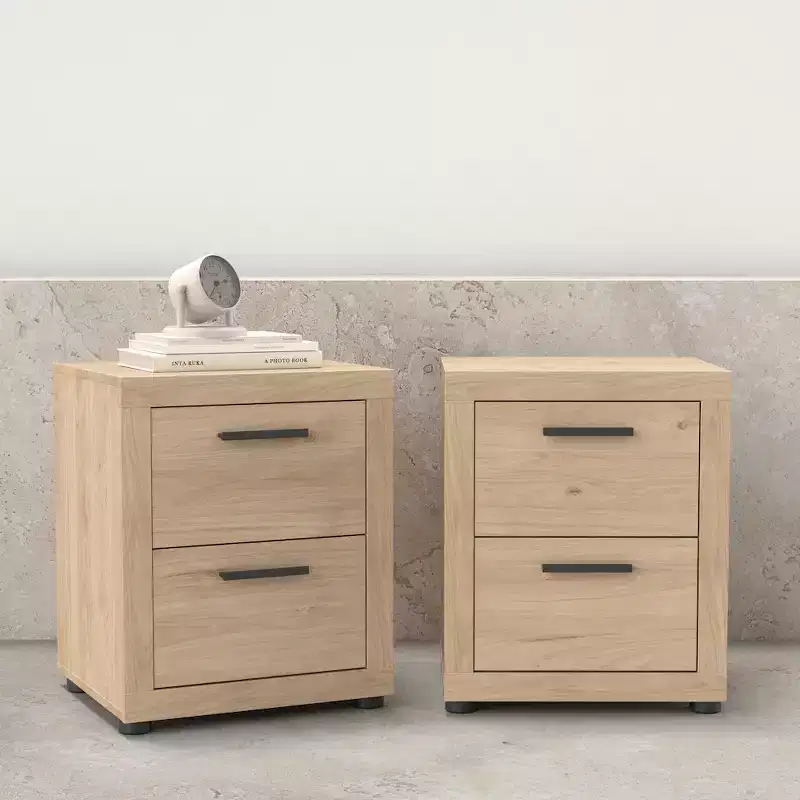 Tvilum, Mira 2 Drawer Nightstand - Set of 2, Jackson Hickory