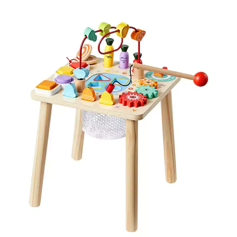 8-in-1 Montessori Activity Table for Toddlers 1-3 Years, Wooden Learning Desk, Multicolor