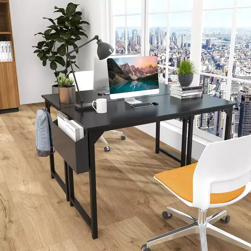 MAYEERTY Computer Desk with Storage, Modern Writing Desk with Fabric Drawers for Home Office