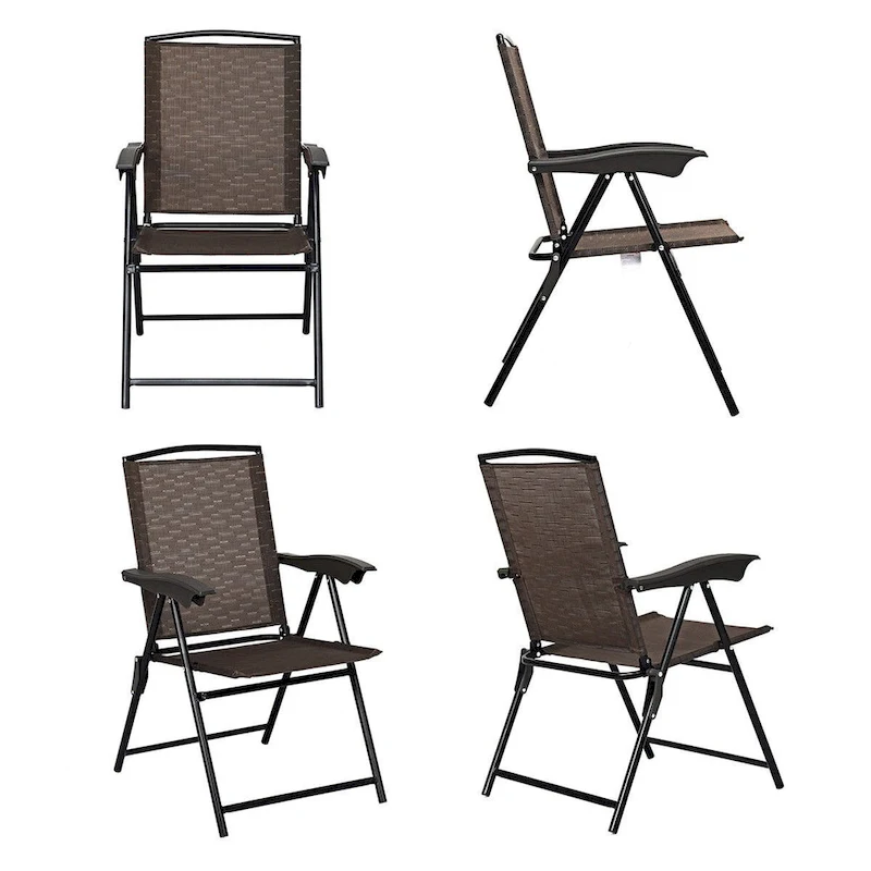 Gymax 4PCS Adjustable Folding Fabric Chair Powder Coated Steel Tube - 21 x 27 x 35.5