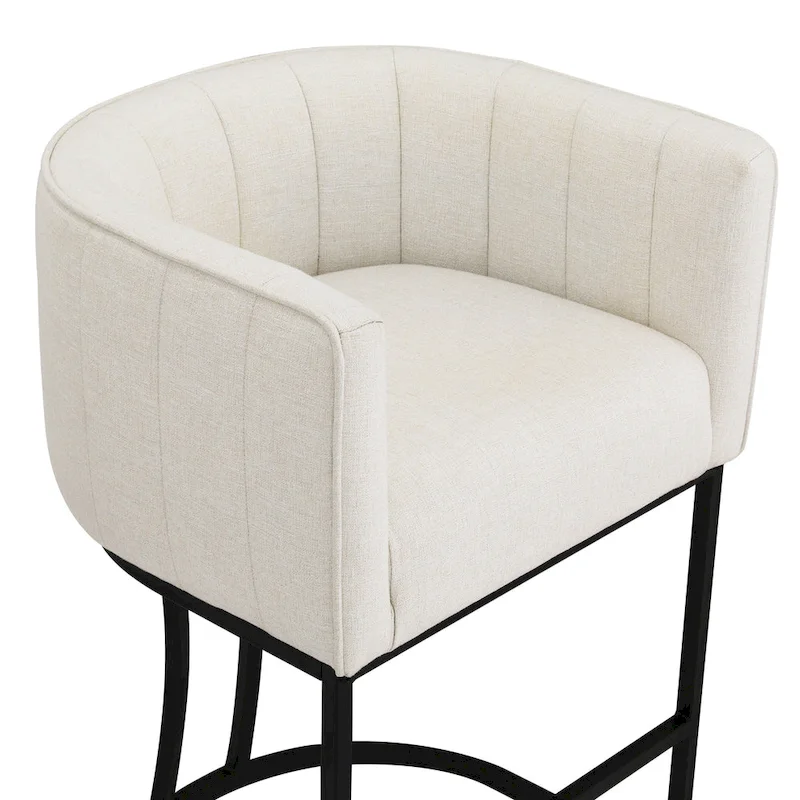 LUE BONA Modern 26.in Low Back Counter Height Barstool Barrel Set of 4 Bar Stools with Metal Frame