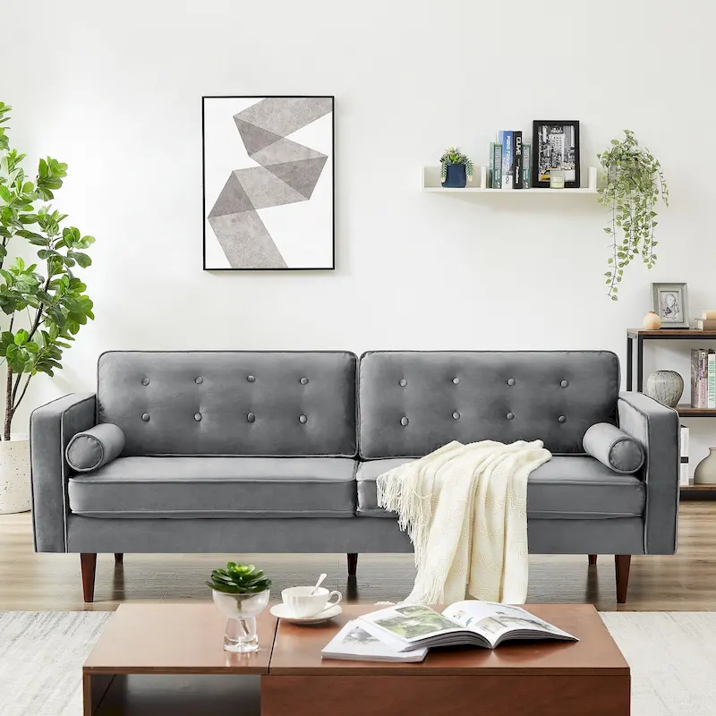 Kerry Mid Century Modern Comfortable Furniture Style Tufted Velvet Couch