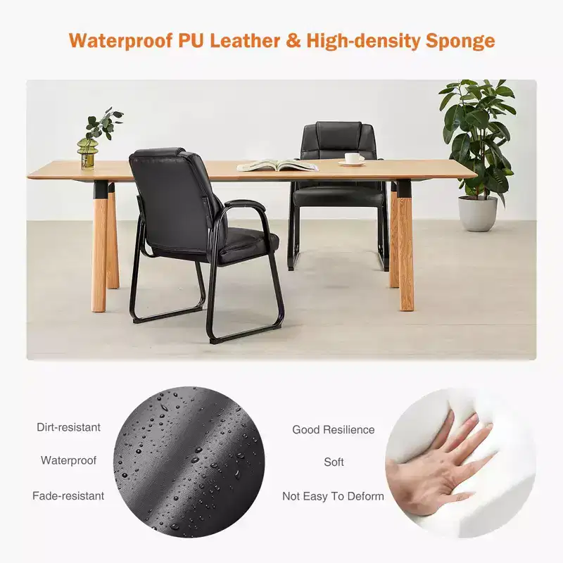 Big and Tall Single PU Leather Waiting Room Chair with Padded Arms, Perfect for Elderly Use in Office, Reception, and Conference Areas
