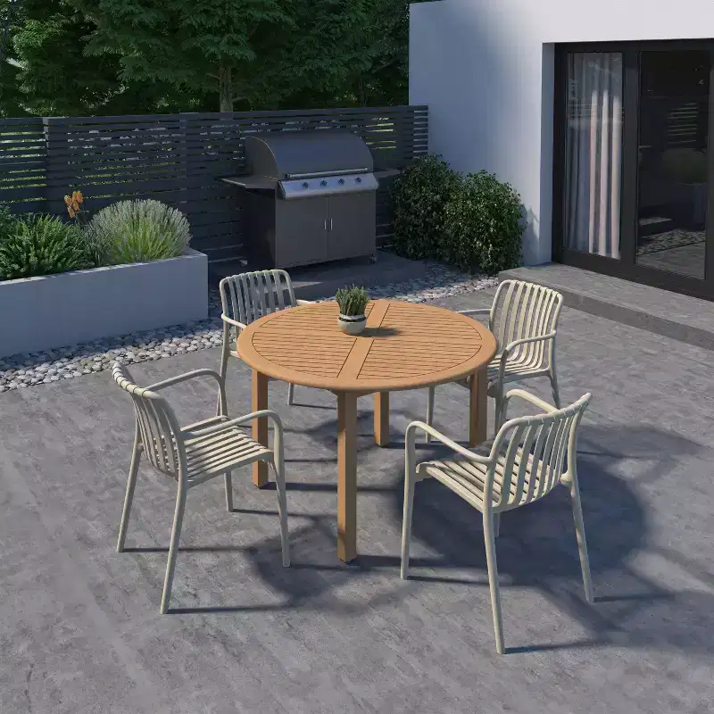 Amazonia Beijo 5pc Round Outdoor Patio Dining Set Beige