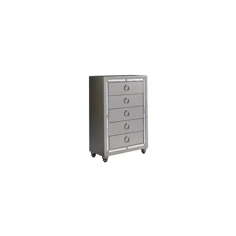 HomeStock 19 in.H Metal Vertical Dressers with 5 - Drawers in Silver Finish