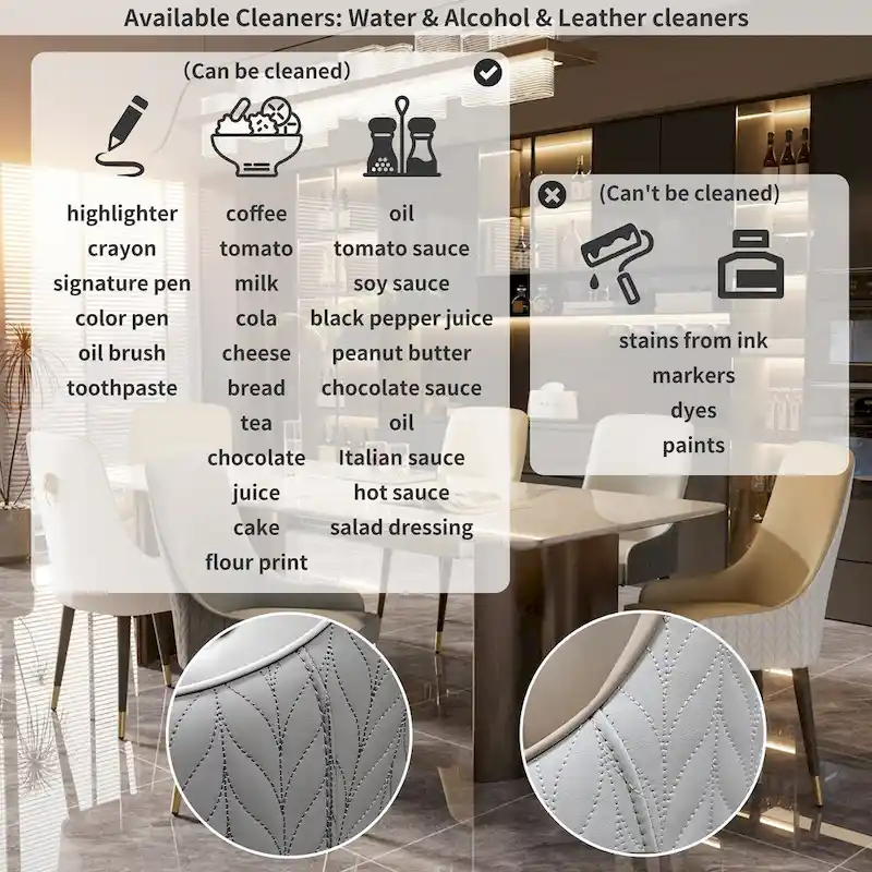 Set of 2 Microfiber Leather Luxury Upholstered Dining Chairs with Lion Head Pull Ring