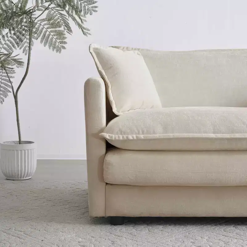 MAYEERTY Confort U Shaped Sofa with Reversible Chaise Modular Large U Shaped Sectional Sofa with Ottoman for Living Room Beige