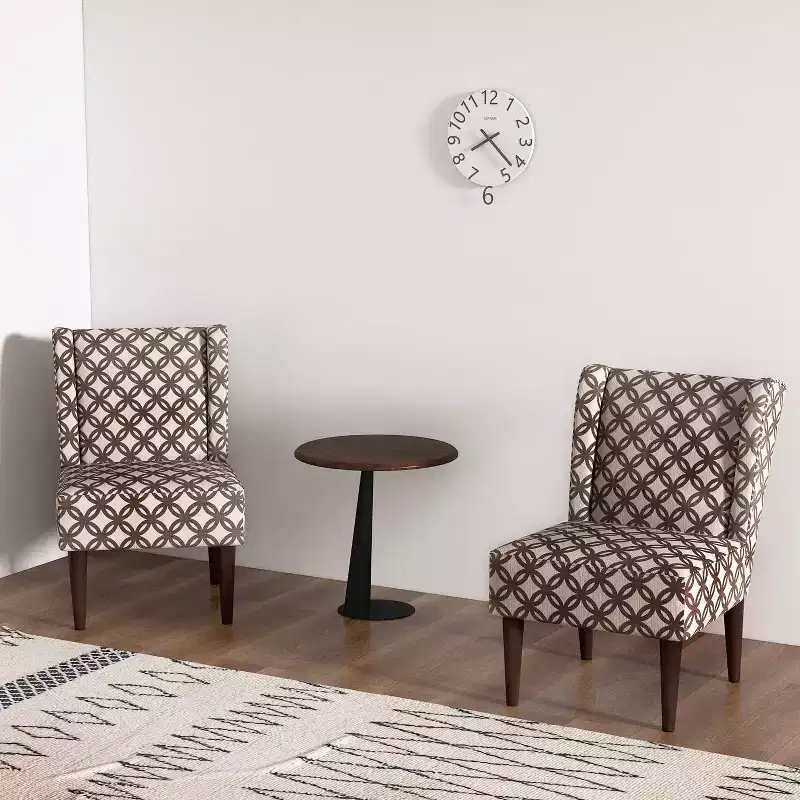 Mid-Century Wingback Fabric Accent Chair with 9