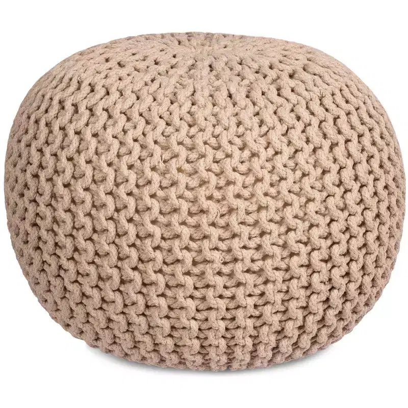 BirdRock Home Round Pouf Foot Stool Ottoman - Natural