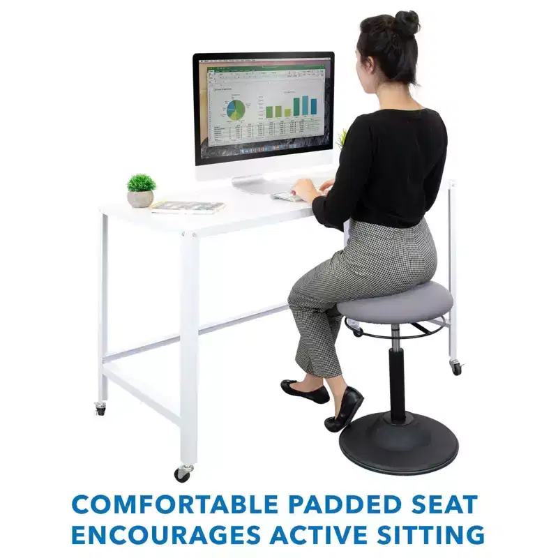 Gray Armless Height-Adjustable Standing Desk Stool, 1-Person
