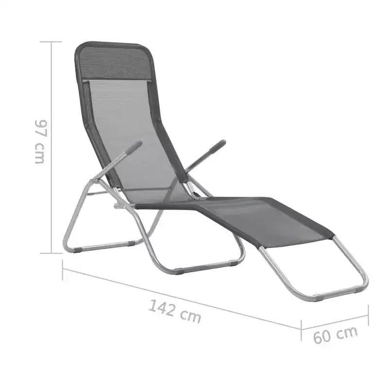 vidaXL Sun Lounger Set of 2 Powder-coated steel, Textilene Standard