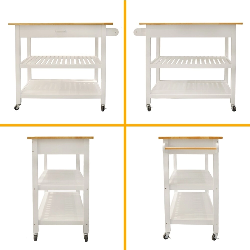 MDF Kitchen Cart with Two Lockable Wheels
