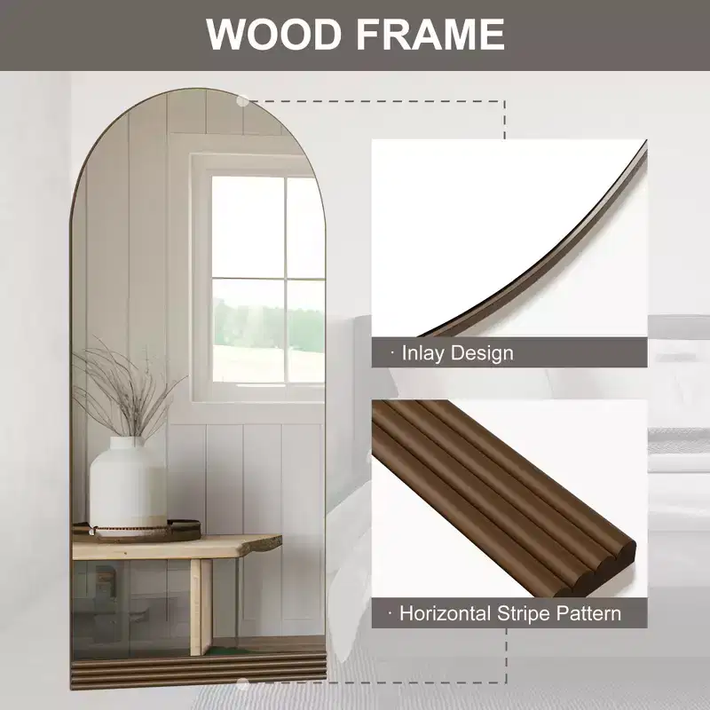 Brown Wooden Full-Length Mirror with Angular Base Design 180x80x2cm