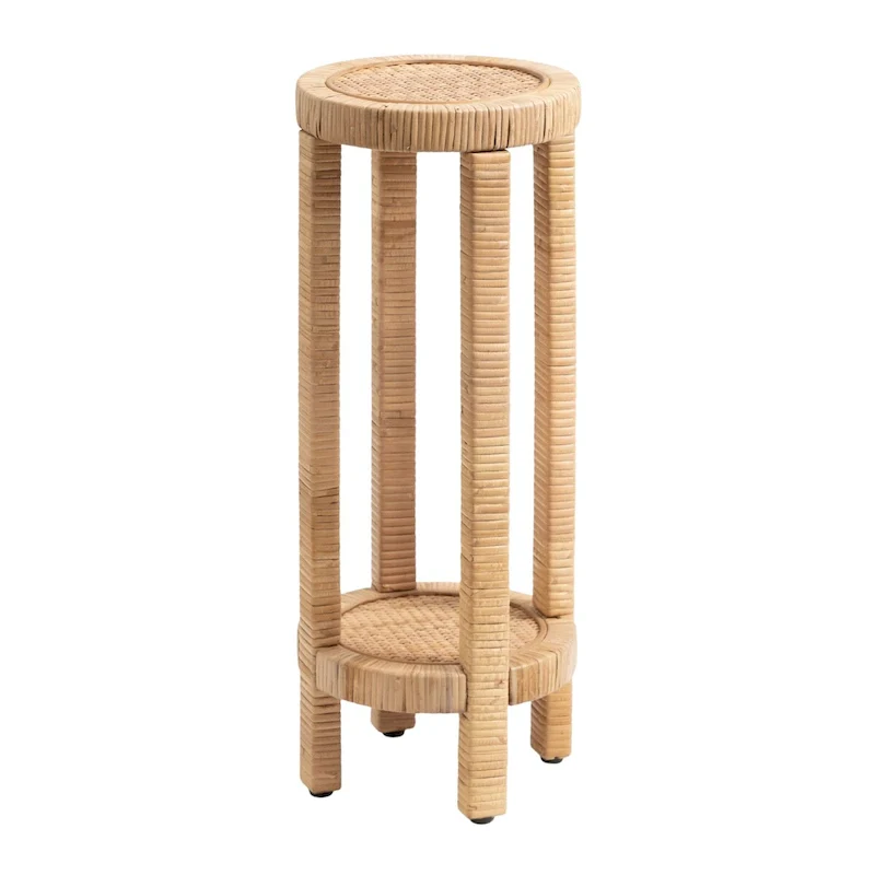 Rattan-Wrapped Drink Side Table 9