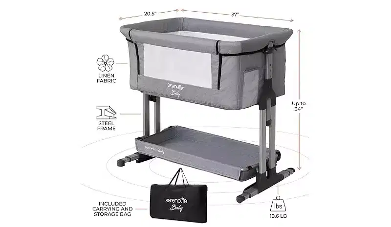 3-in-1 Portable Baby Crib - Adjustable Height, Removable Bassinet, and Swing Crib for Newborns & Toddlers