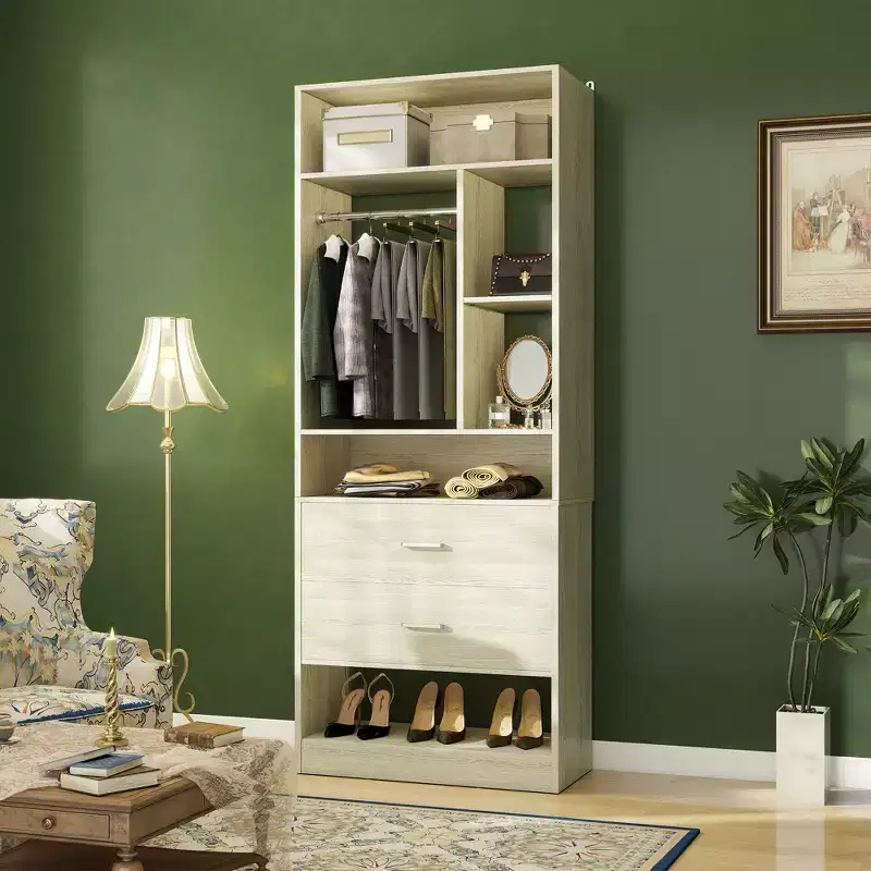 Closet System with 2 Wood Drawers