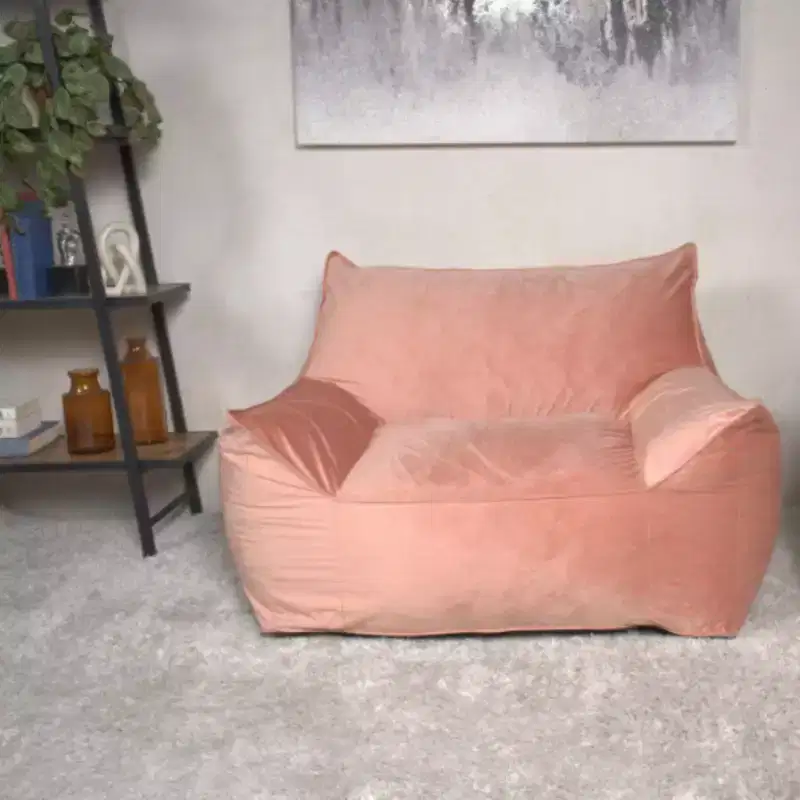 Velvet Bean Bag Chair, Plush Memory Foam Floor Chair for Luxurious Comfort, Lazy Sofa Chair for Living Room, Bedroom and Office