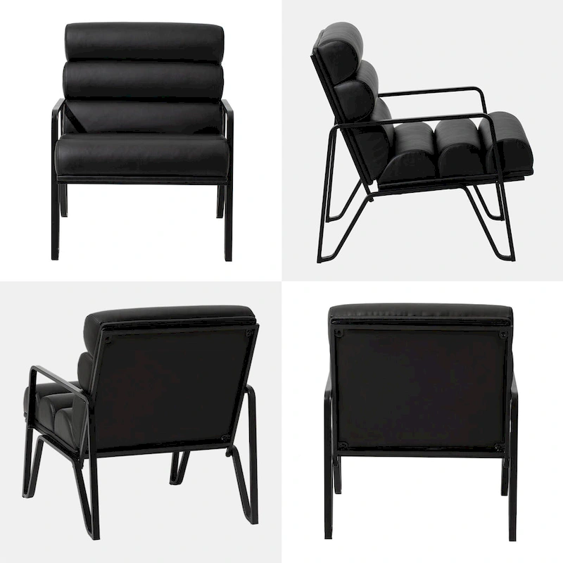Glitzhome 26.75W Modern Comfy PU Leather Accent Chair with Metal Frame