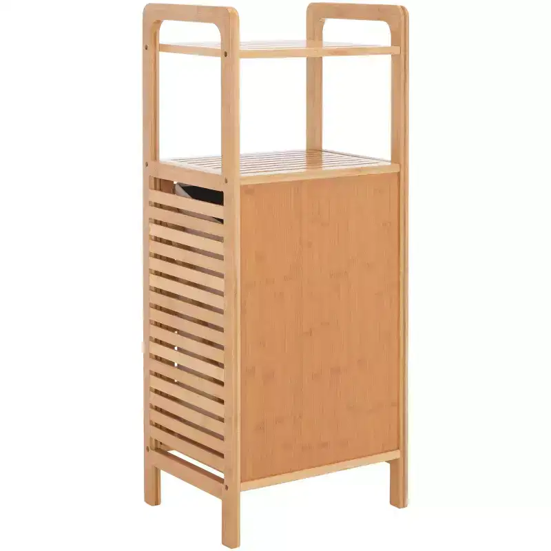 Bamboo Laundry Basket with Shelf - Natural/Beige