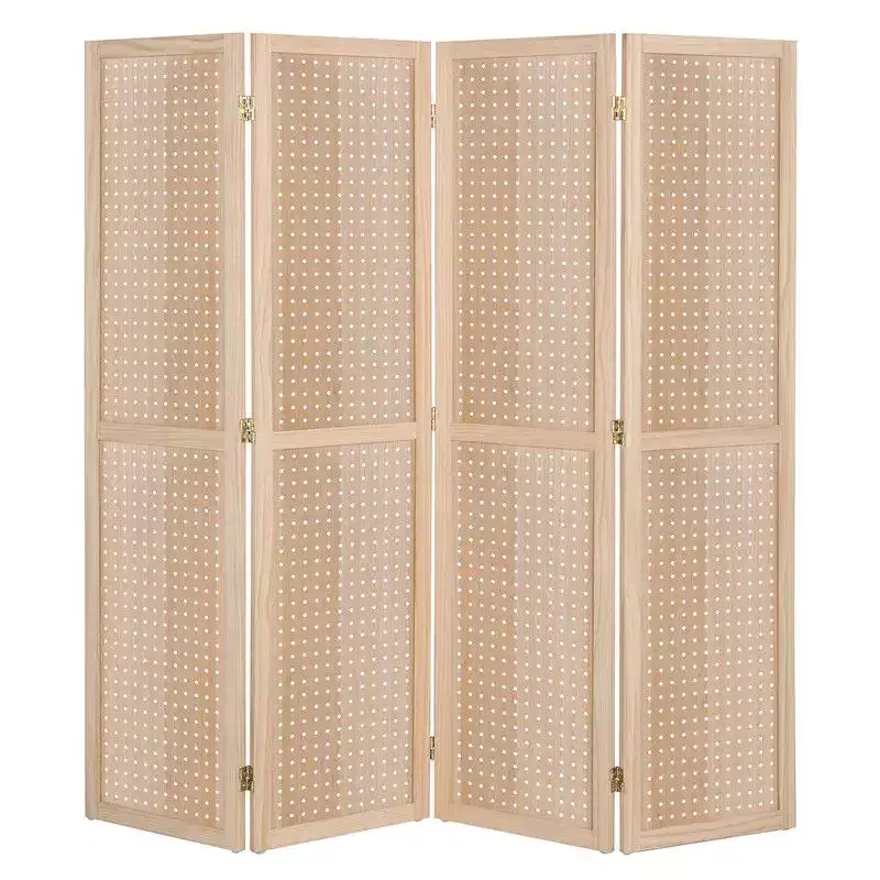 4-Panel Wood Frame Room Divider