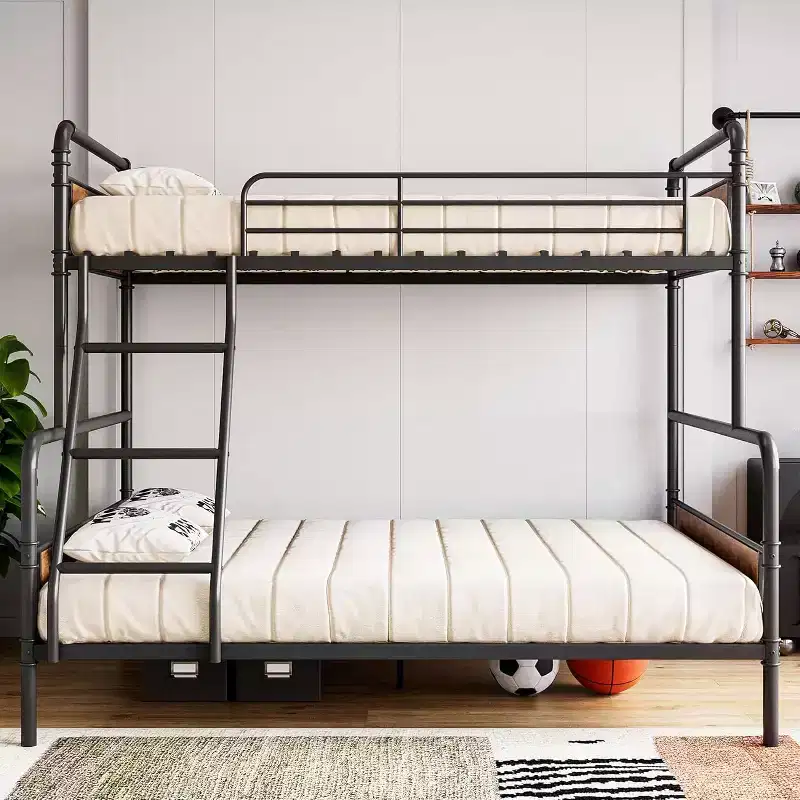 Twin Over Full Bunk Bed with Ladder and Guardrail