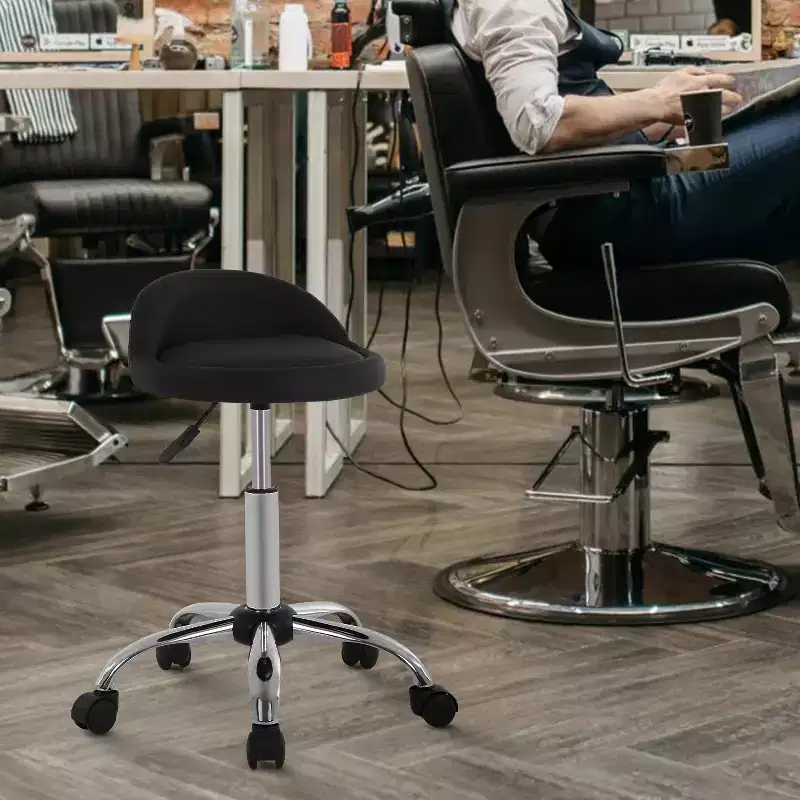 Salon Chair Height Adjustable Rolling Stool Swivel Spa Chair with Comfortable PU Leather Seat & Chrome-Plated Metal Base
