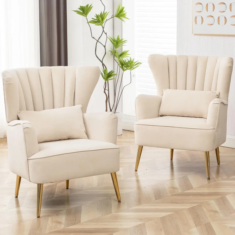 HOMYKA Modern Wingback Arm Chair Upholstered Accent Chair Set of 2