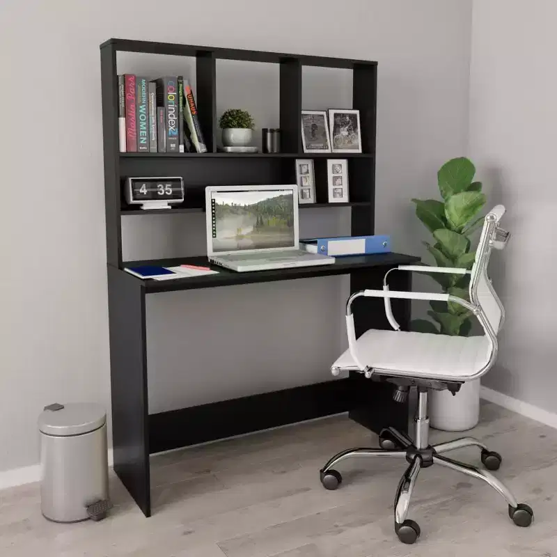 Modern Floating Desk with 3 Shelves, Wall Mounted Computer Desk with Matte Finish