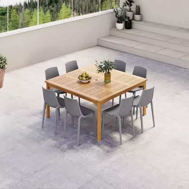 Amazonia Ipanema 9pc Square Outdoor Patio Dining Set Gray