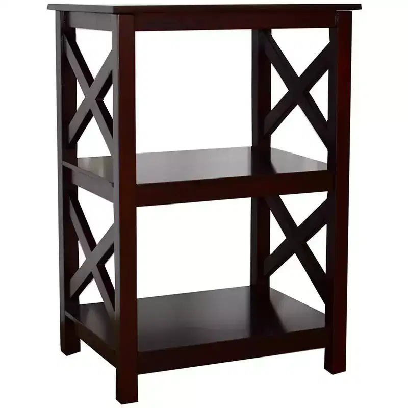 The Lakeside Collection Wood Accent Table with Open Sides in X Design - 2-Tier -