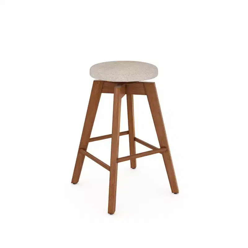 Wood Swivel Cushion Counter Height Barstool – Armless, Fixed Height, 250 lb Capacity
