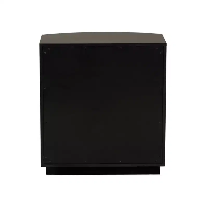 3-Drawer Nightstand Black Lacquer Gold Hardware