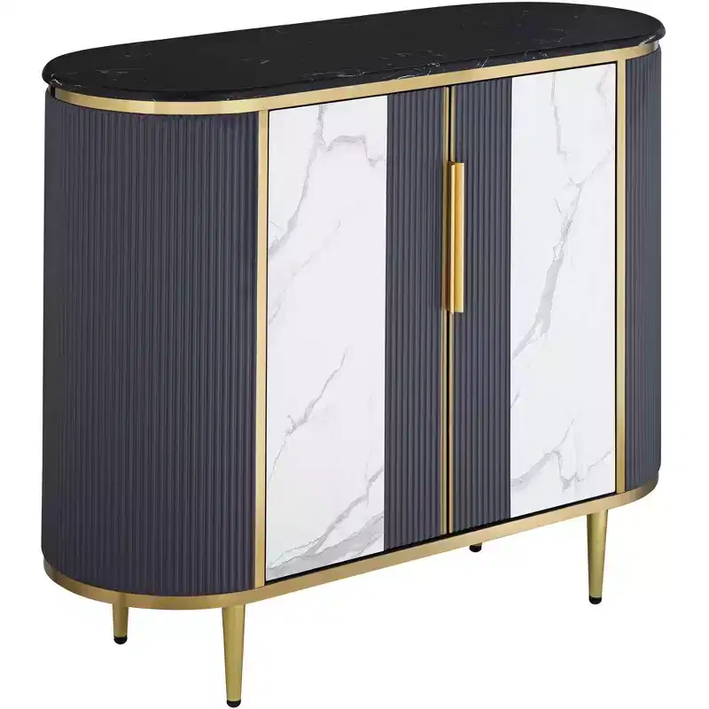 Modern White Gray Oval Console Table 39.5
