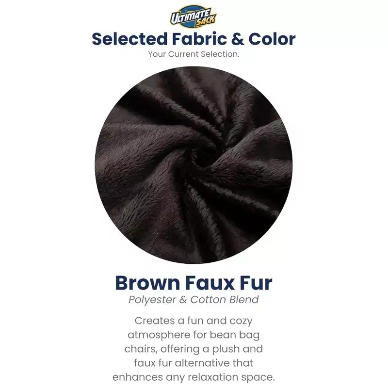 5 Foot Foam Filled Washable Fur Covered Bean Bag Chair, Brown
