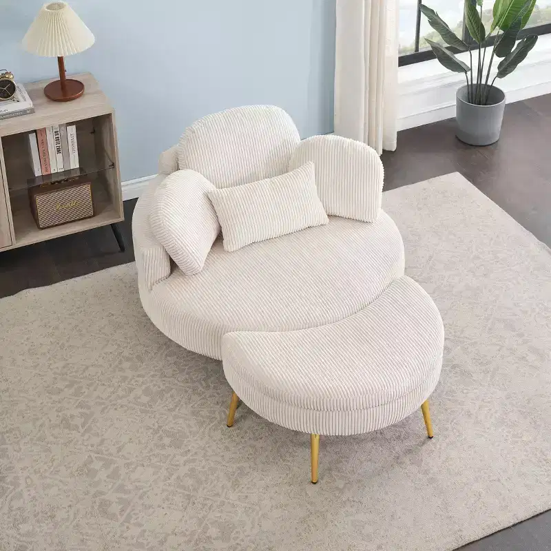 Modern Small Chaise Lounge Sleeper Sofa Bed with Movable Storage Footstool,Upholstered Armchair Sofa Couch for Living Room,Apartment