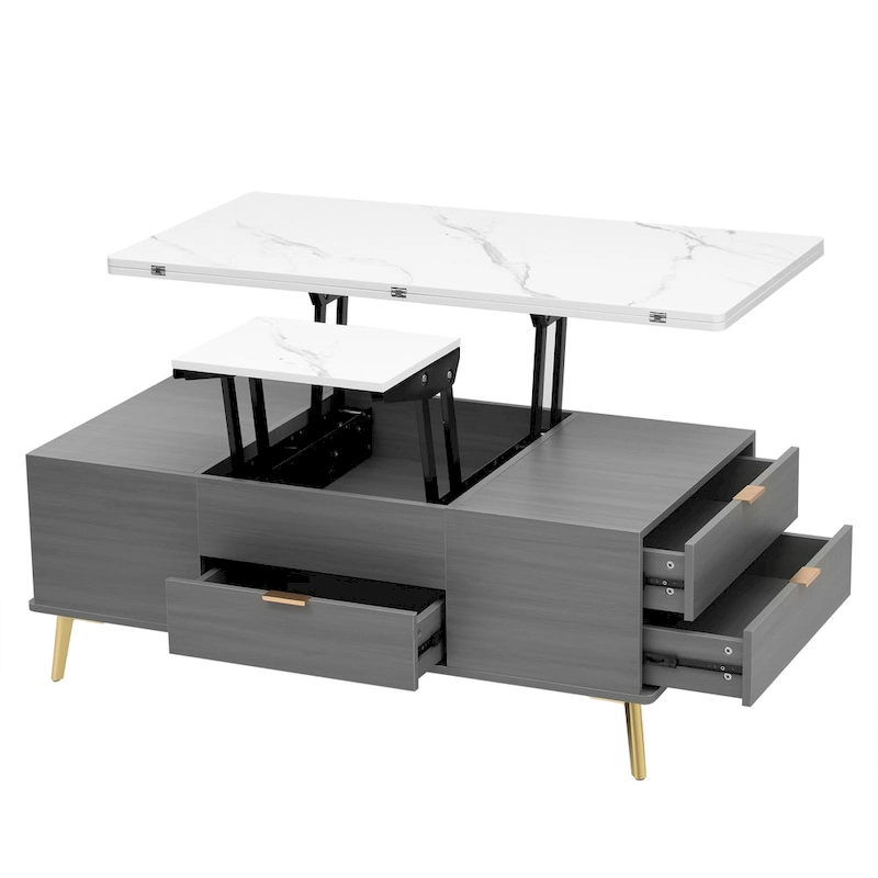 Modern Lift Top Coffee Table Multi Functional Table with Drawers