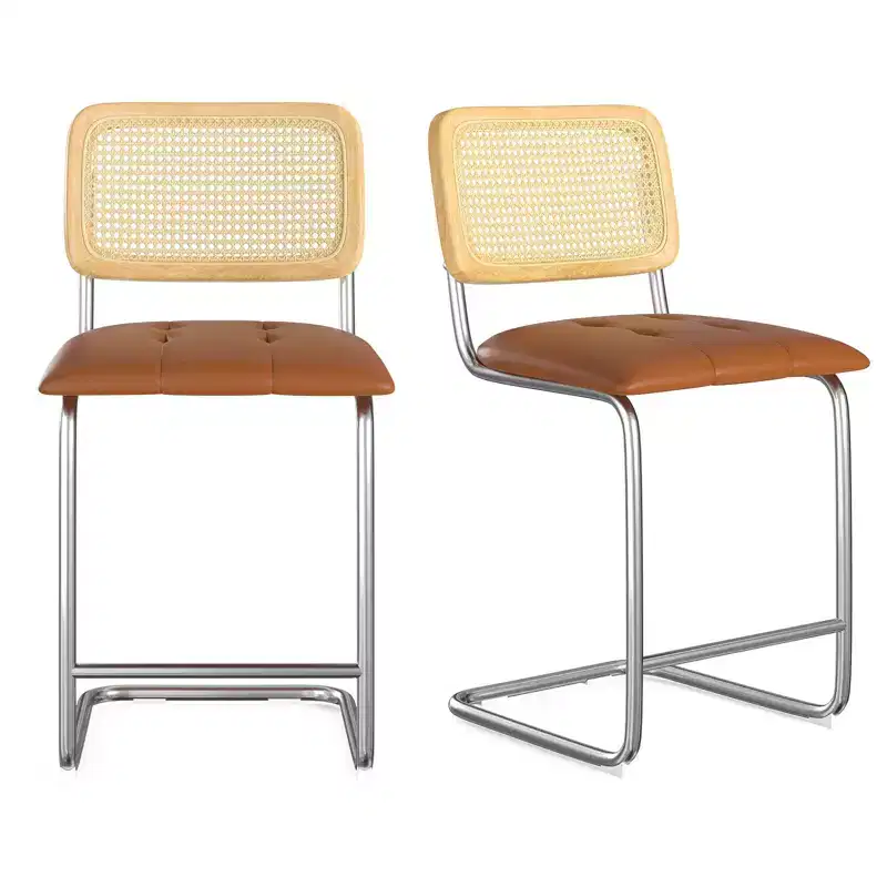 Brown Armless Counter Bar Stool, Set of 2
