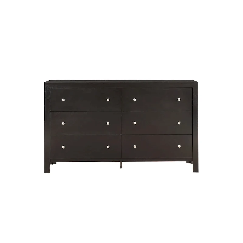 6-Drawer Transitional Dresser with Dovetail Construction – Cherry / Black / White / Grey, 1-Unit
