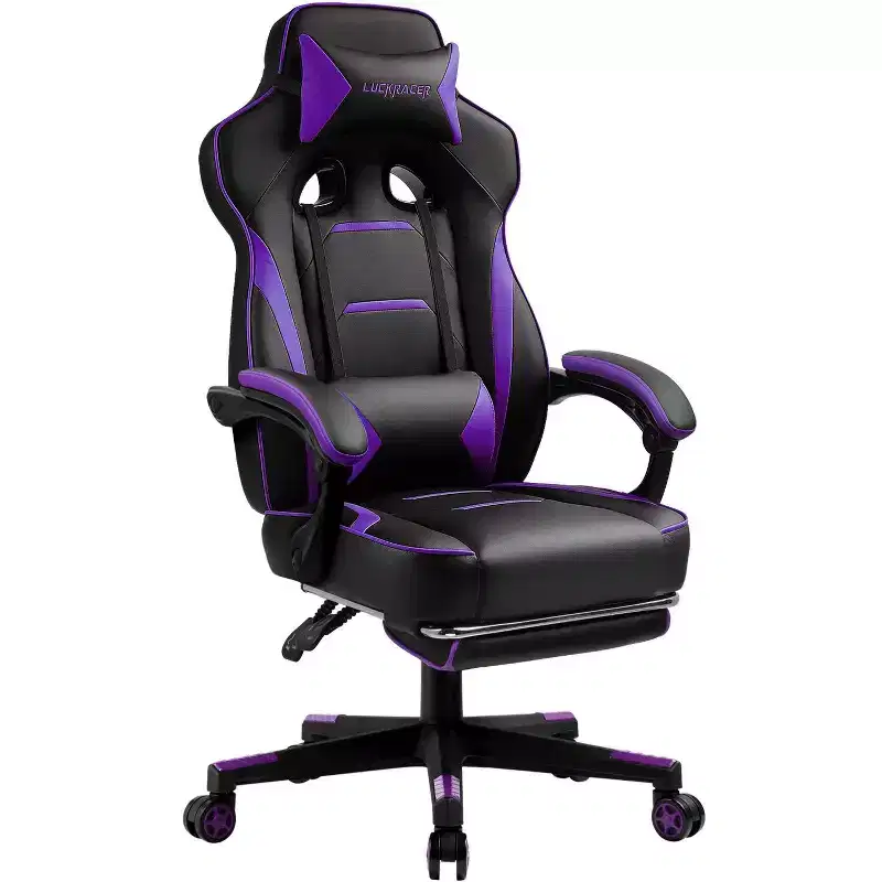 LUCKRACER Gaming Chair with Footrest High Back Computer Desk Chair Office Chair Purple