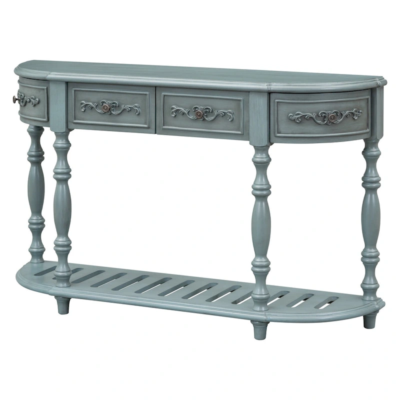 Merax Curved Console Table with 4 Drawers and 1 Shelf