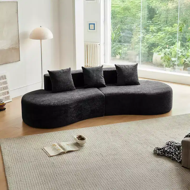 MAYEERTY Curved Velvet 5-Seater Modular Sectional Sofa with Toss Pillows
