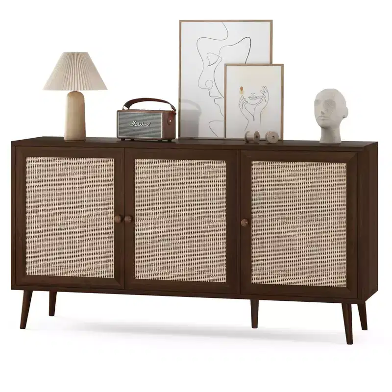 Okak Sideboard Buffet Cabinet, Accent Cabinet with 3 Doors and 3 Shelves, Storage Cabinet for Living Room, Entryway, Hallway, Office