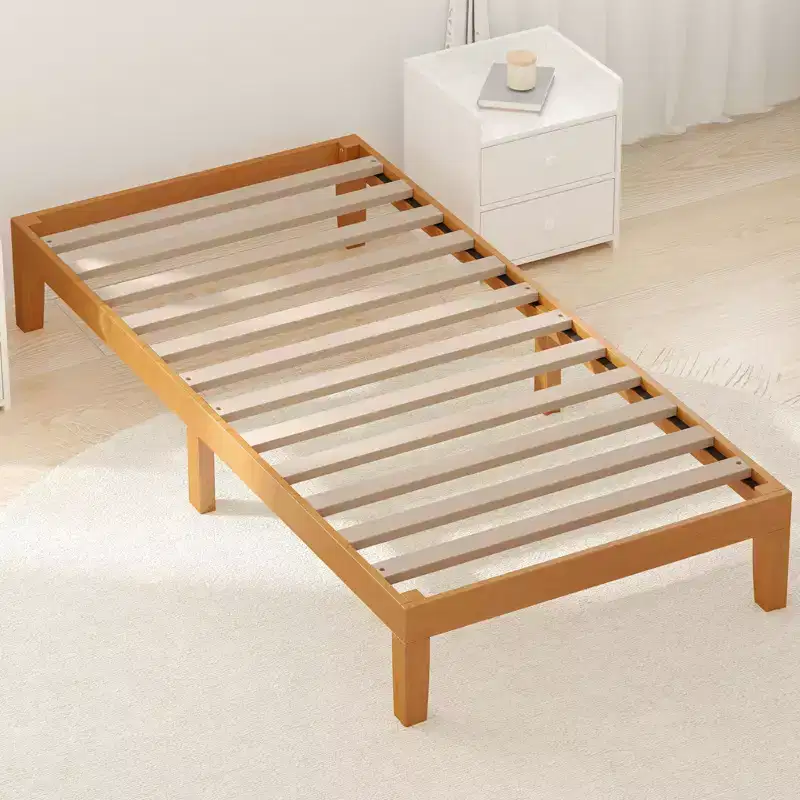 No-Spring Wooden Bed Frame with Sturdy Slats, Minimalist Design & Easy Installation