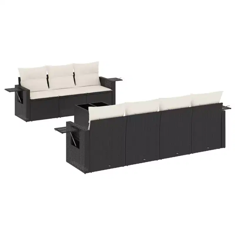 vidaXL Garden Sofa Set Black, Cream White