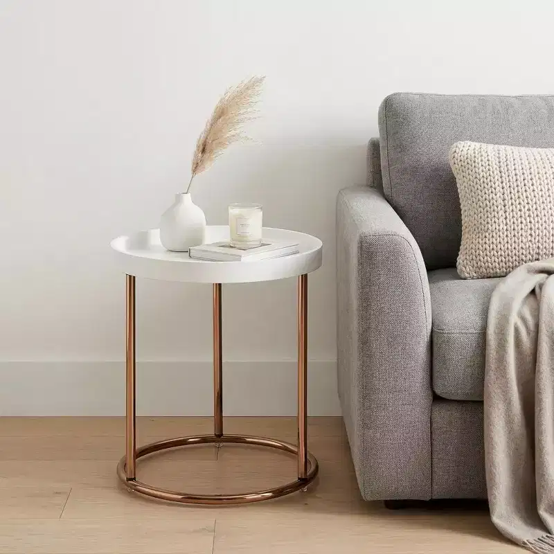 22 Copper And Round End Table