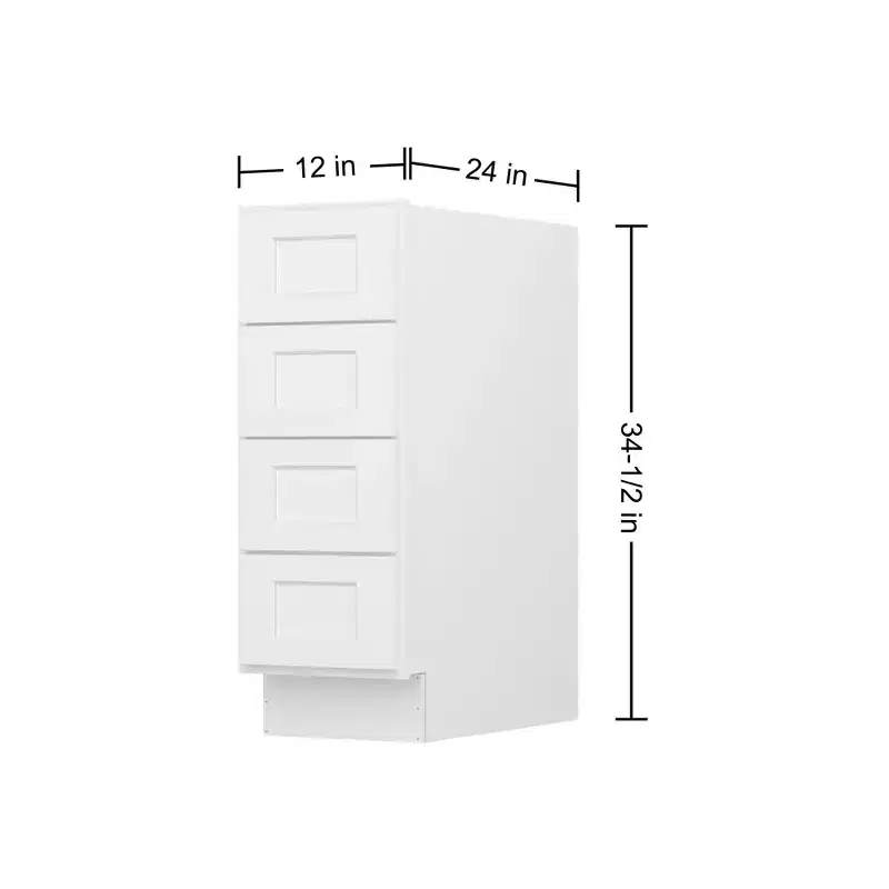 Shaker White Ready-to-Assemble Drawer Base Kitchen Cabinet with 4 Drawers