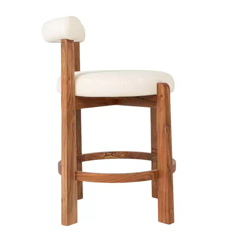 Storied Home Acacia Wood & Boucle Counter Height Bar Chair