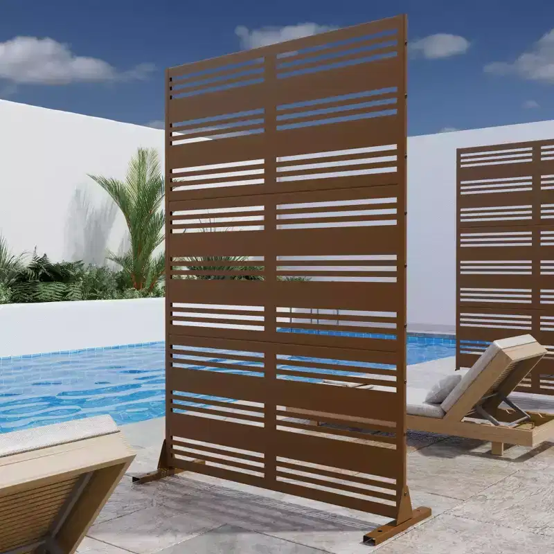B-Style Wide/Narrow Louver Brown Steel Partition | 183H x 120W x 40D cm