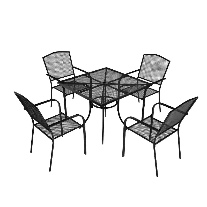 Mondawe 5-Piece Steel Mesh Dining Set With1 Square Dining Table & 4 Dining Chairs